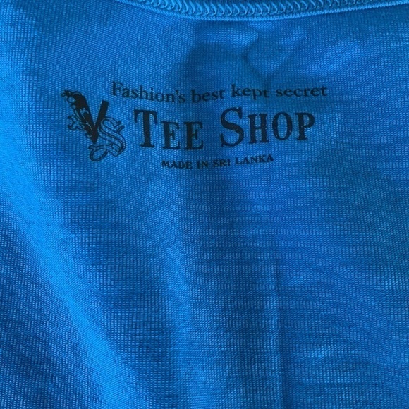 Victoria’s Secret Tee SHOP PEACOCK BLUE COTTON BLEND STRETCHABLE CROPPED Sz M - Picture 8 of 10